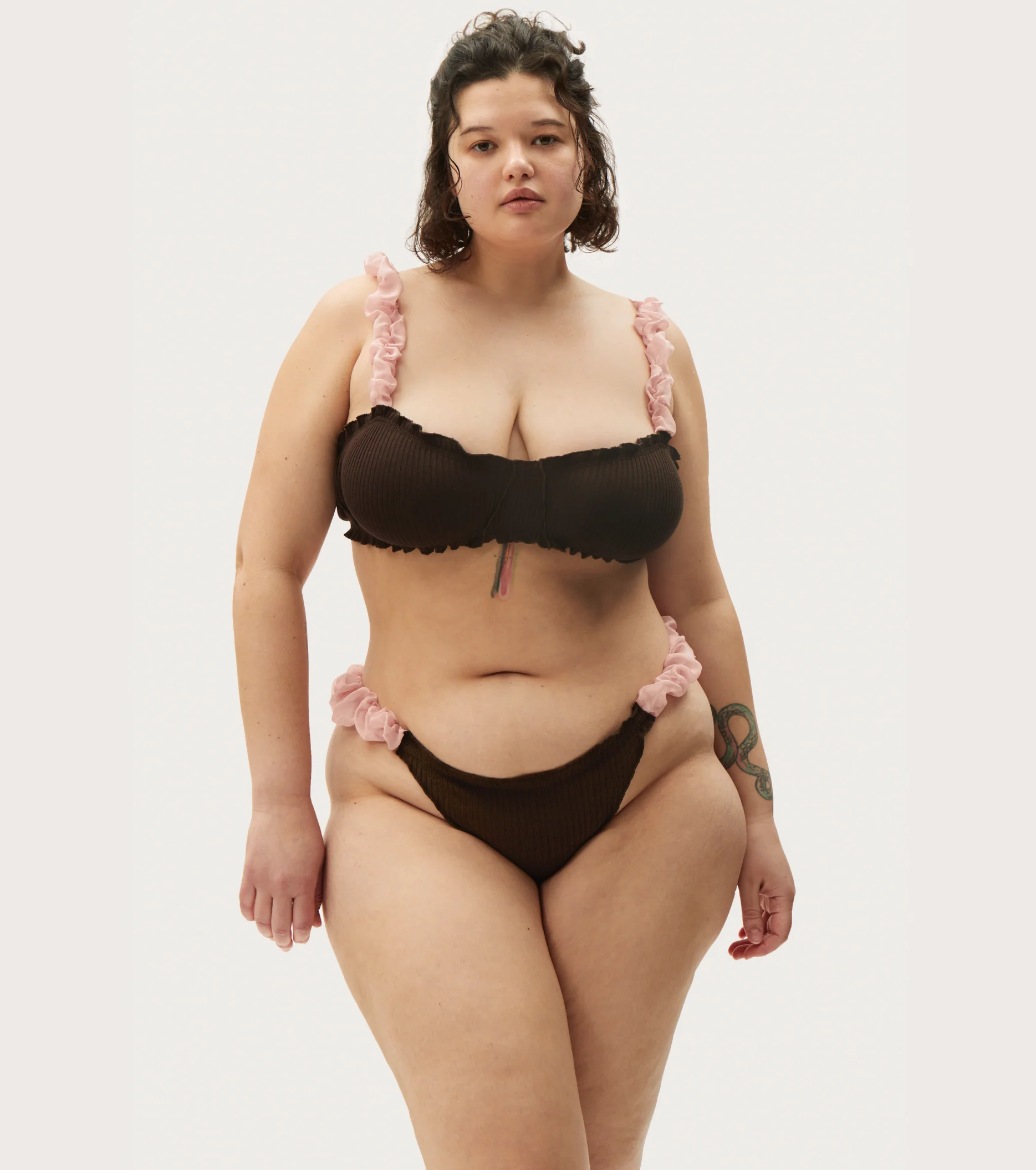 Bralette with Frills in Brown - Image 3