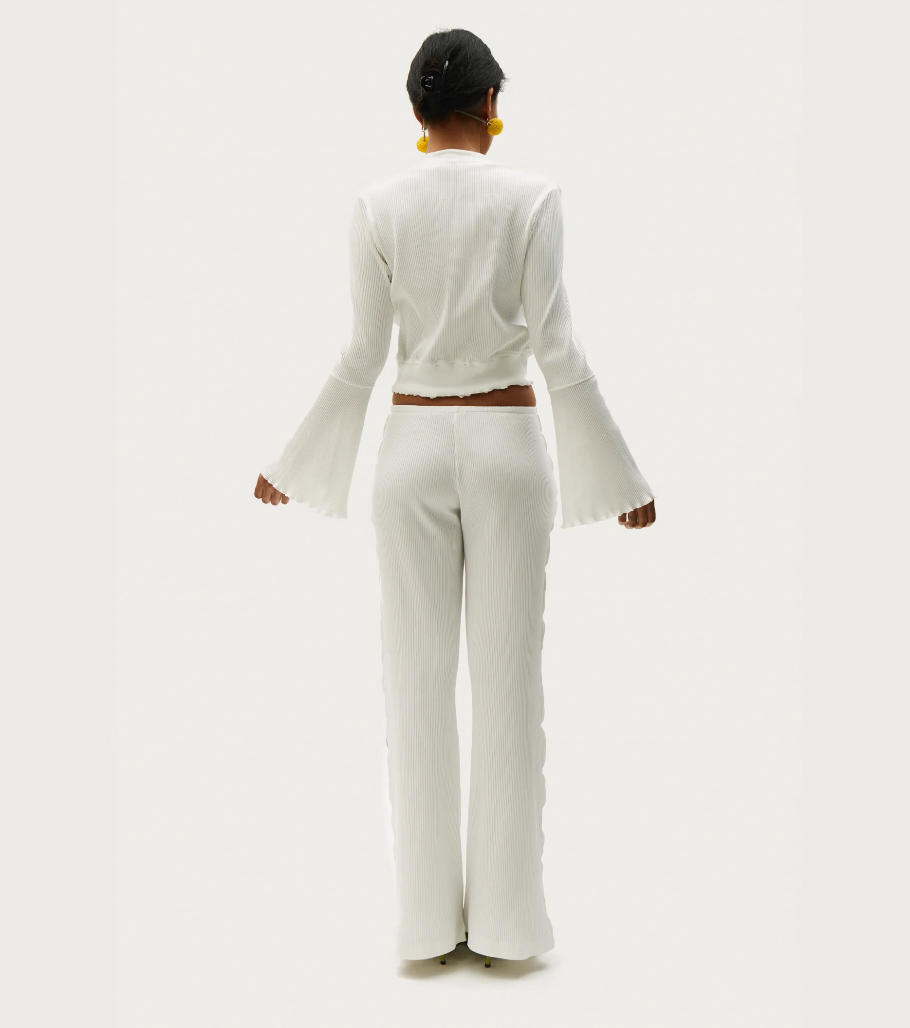 Cardigan with Ties in White - Image 4
