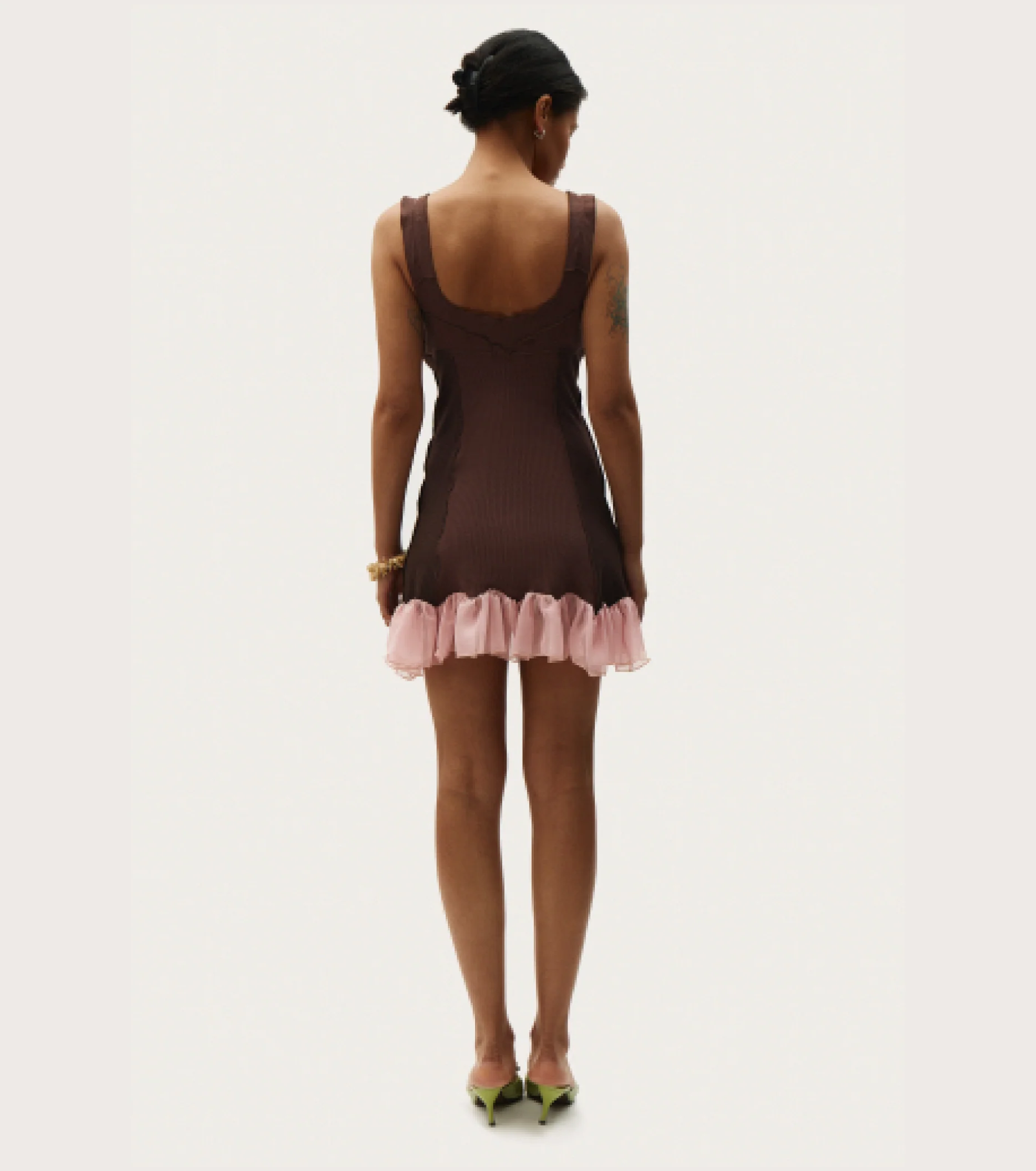 Dress with Skirt in Brown - Image 3