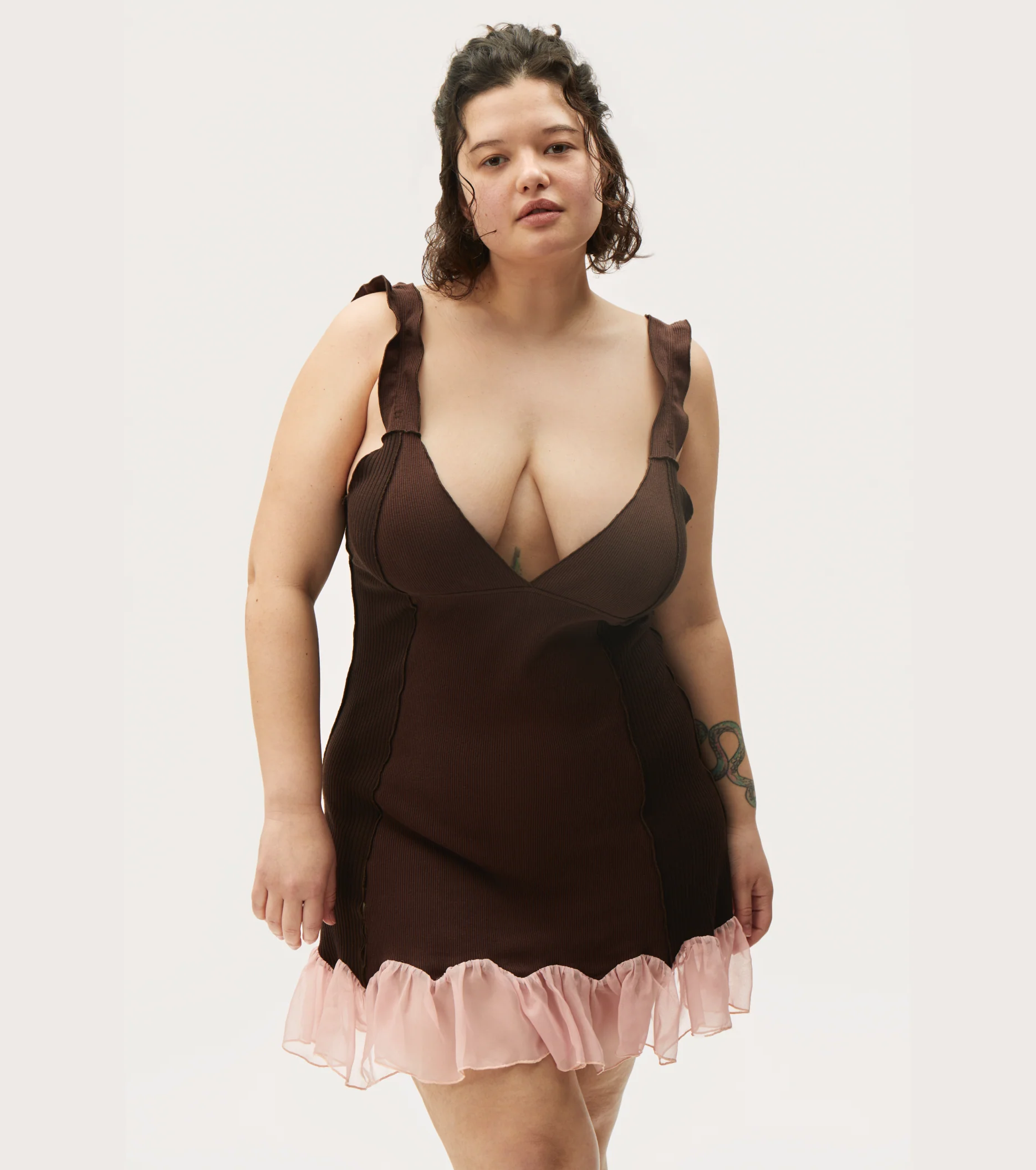 Dress with Skirt in Brown - Image 4