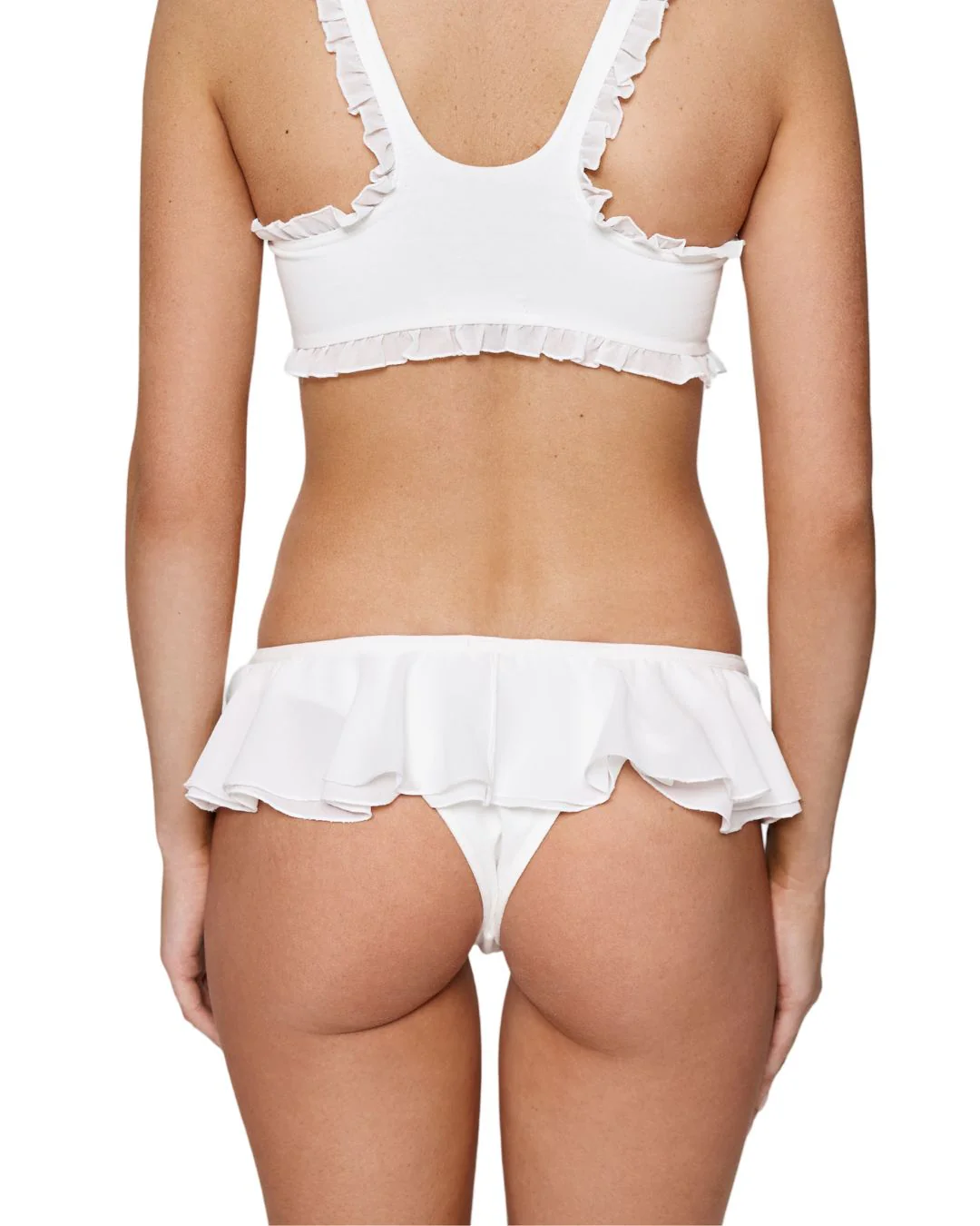 Tanga with Ruffles and Heart in White - Image 4