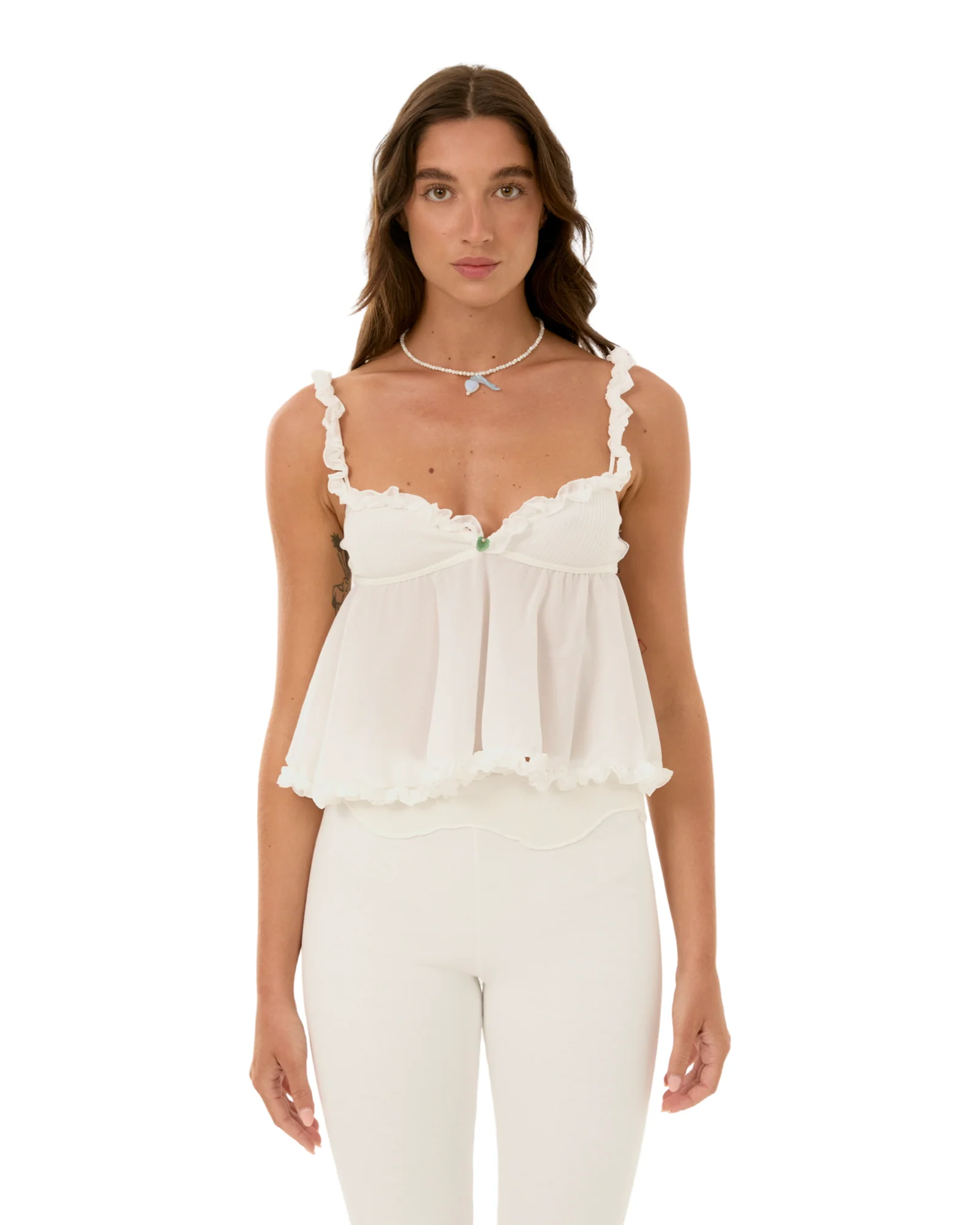 Top with Leaf in White - Image 3